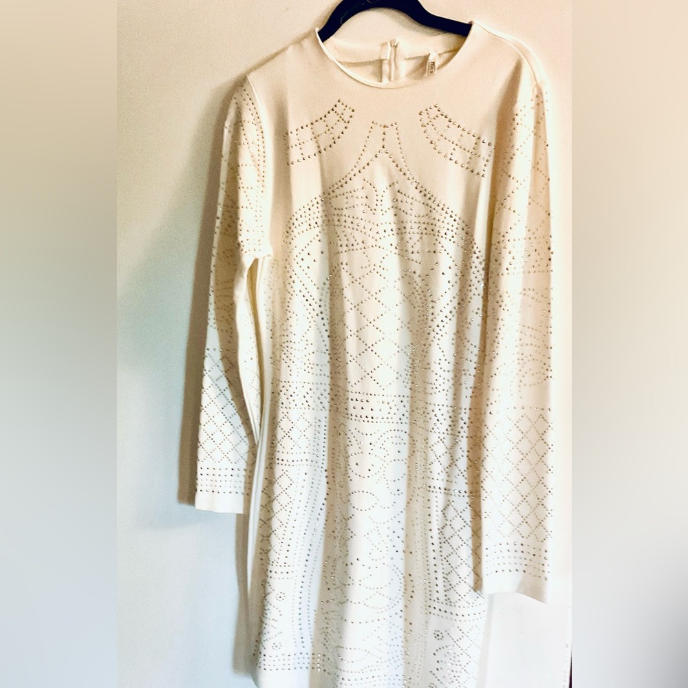 Elegant Cream Long Sleeve Dress